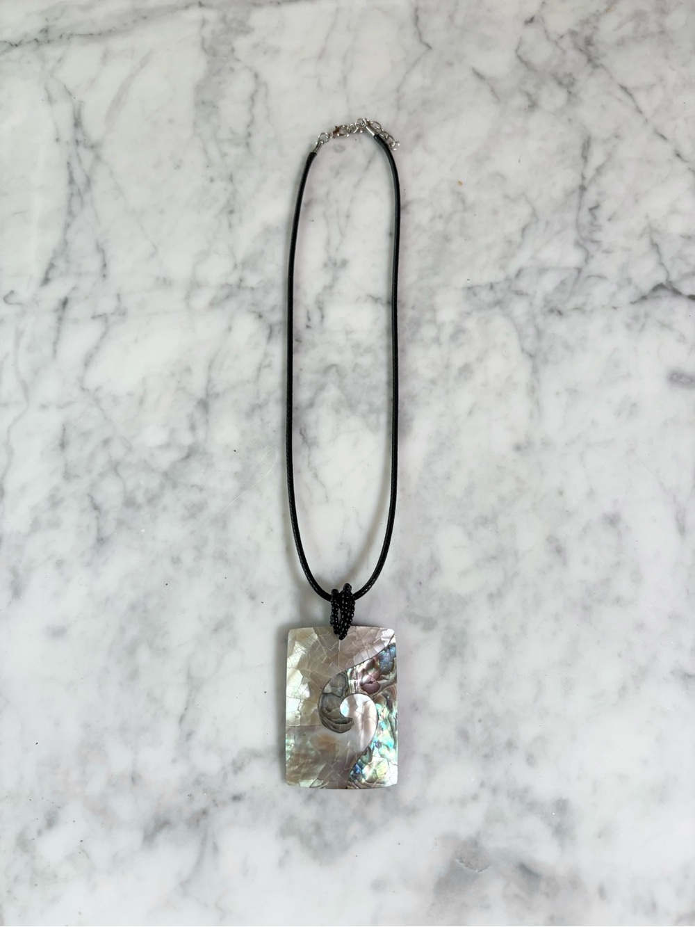 Abalone Rectangular Pendant Wave Necklace
